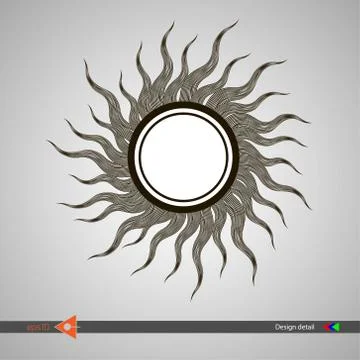 Isolated symmetrical pattern of wavy lines. Abstract round frame. Vector illu Stock Illustration