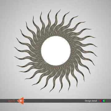 Isolated symmetrical pattern of wavy lines. Abstract round frame. Vector illu Stock Illustration