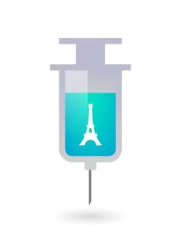 Isolated syringe with   the Eiffel tower Stock Illustration