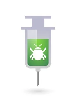 Isolated syringe icon with a bug 스톡 일러스트