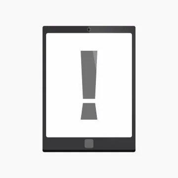 Isolated tablet pc with an admiration sign Stock Illustration