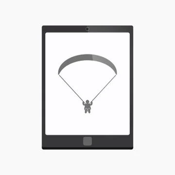 Isolated tablet pc with a paraglider Stockillustratie