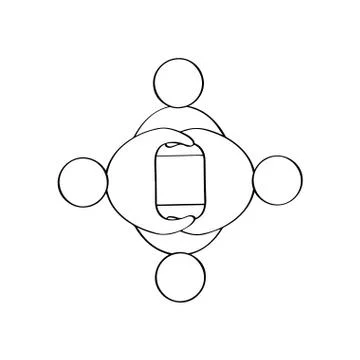 Isolated teamwork outline Stock Illustration