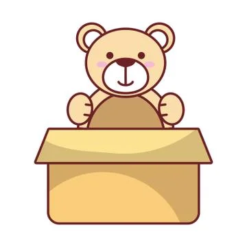 Isolated teddy bear inside box vector design イラスト素材