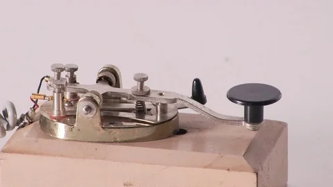 Isolated telegraph key morse code close-up Stock Footage 84015350