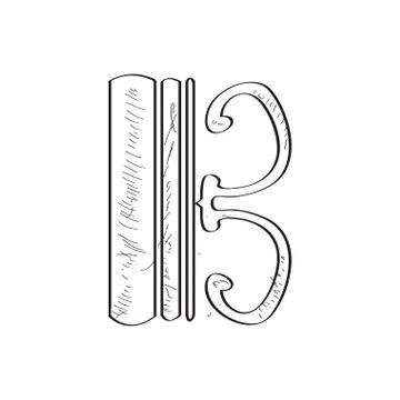 Isolated tenor clef sketch. Comic musical note Stock Illustration