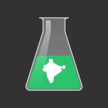 Isolated test tube with  a map of India Stock Illustration