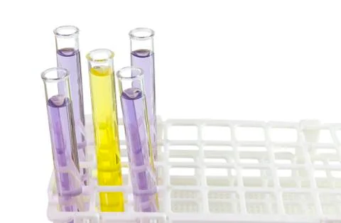 Isolated test tubes in rack Stock Photos