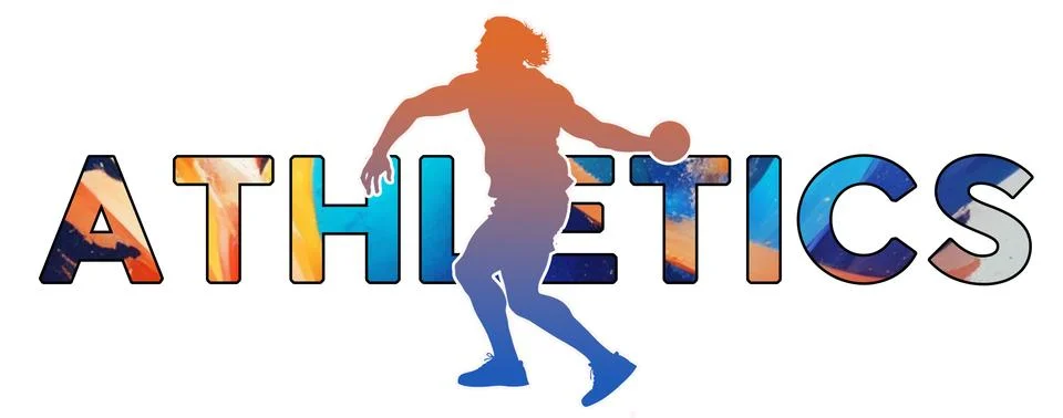 Isolated text ATHLETICS on Withe Background - Discus - Color Icon Gradient .. Stock Illustration