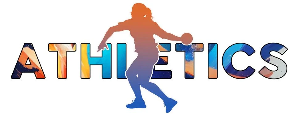 Isolated text ATHLETICS on Withe Background - Discus - Color Icon Gradient .. Illustrazione stock