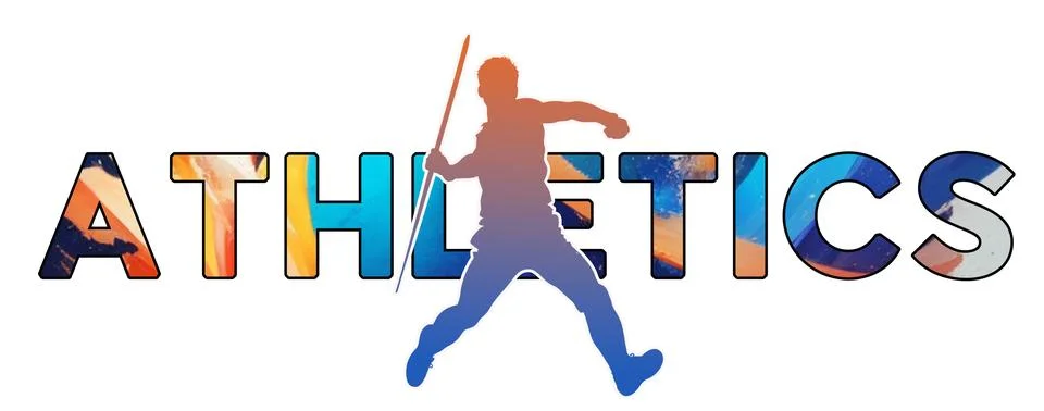 Isolated text ATHLETICS on Withe Background - Javelin - Color Icon Gradient.. Stock Illustration