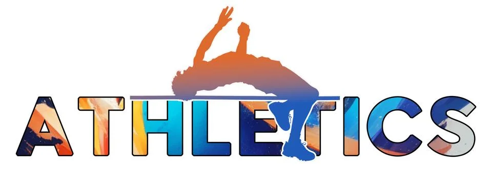 Isolated text ATHLETICS on Withe Background - High Jump - Color Icon Gradie.. Stock Illustration