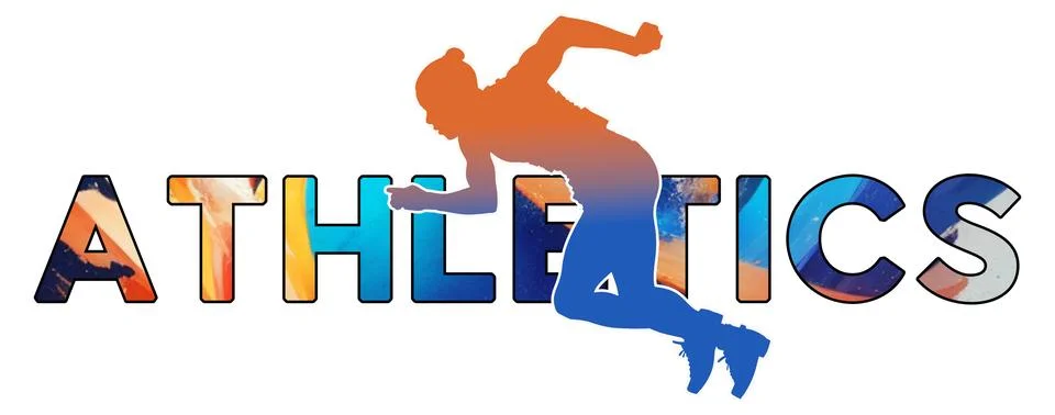 Isolated text ATHLETICS on Withe Background  Short Distance Sprint - Color .. Stock Illustration