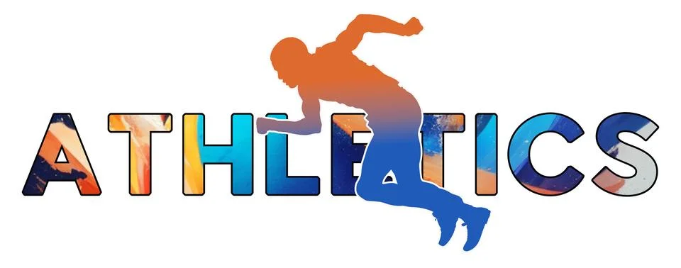 Isolated text ATHLETICS on Withe Background - Short Distance Sprint - Color.. Stock Illustration