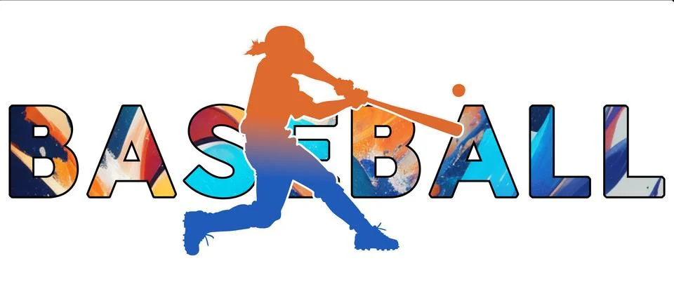 Isolated text BASEBALL on Withe Background - Color Icon Gradient Silhouette.. Illustrazione stock