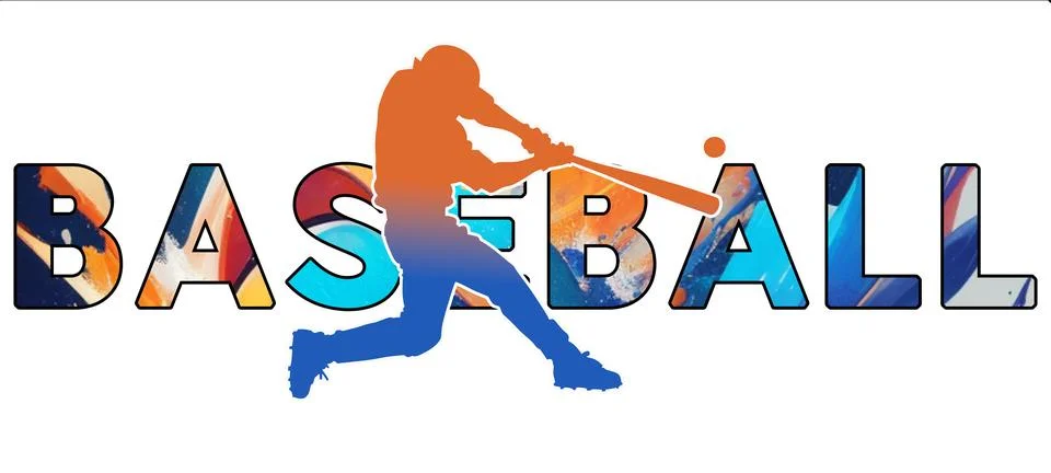 Isolated text BASEBALL on Withe Background - Color Icon Gradient Silhouette.. Stock Illustration