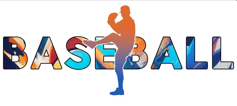 Isolated text BASEBALL on Withe Background - Color Icon Gradient Silhouette.. Stock Illustration