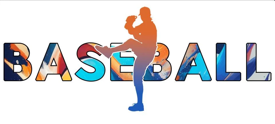 Isolated text BASEBALL on Withe Background - Color Icon Gradient Silhouette.. Stock Illustration