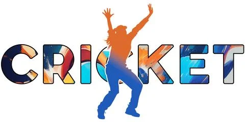 Isolated text CRICKET on Withe Background - Color Icon Gradient Silhouette .. Stock Illustration