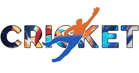 Isolated text CRICKET on Withe Background - Color Icon Gradient Silhouette .. Stock Illustration