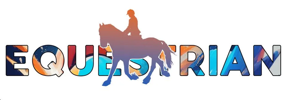 Isolated text EQUESTRIAN on Withe Background - Color Icon Gradient Silhouet.. Stock Illustration