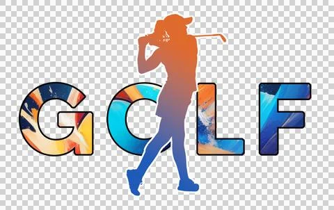Isolated text GOLF on Transparent PNG Background - Color Icon Gradient Silh.. Stock Illustration