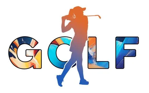 Isolated text GOLF on Withe Background - Color Icon Gradient Silhouette Fig.. Illustrazione stock