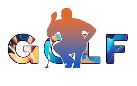 Isolated text GOLF on Withe Background - Color Icon Gradient Silhouette Fig.. Stock Illustration