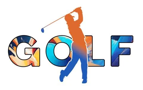 Isolated text GOLF on Withe Background - Color Icon Gradient Silhouette Fig.. Stock Illustration