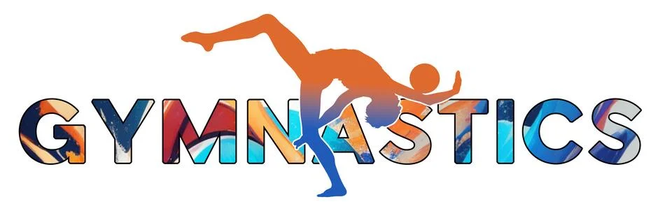 Isolated text GYMNASTICS on Withe Background - Color Icon Gradient Silhouet.. Illustrazione stock