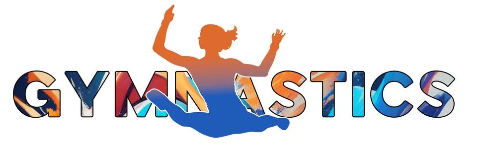 Isolated text GYMNASTICS on Withe Background - Color Icon Gradient Silhouet.. Stock Illustration