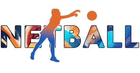 Isolated text NETBALL on Withe Background - Color Icon Gradient Silhouette .. Stock Illustration