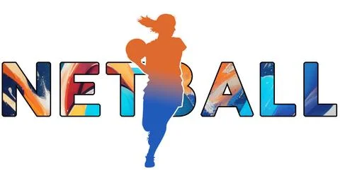 Isolated text NETBALL on Withe Background - Color Icon Gradient Silhouette .. Stock Illustration