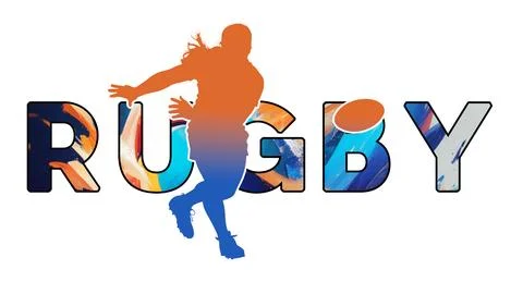 Isolated text RUGBY on Withe Background - Color Icon Gradient Silhouette Fi.. Stock Illustration