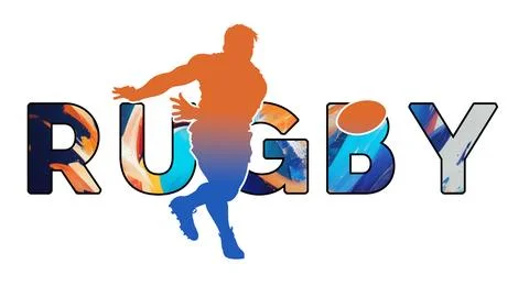 Isolated text RUGBY on Withe Background - Color Icon Gradient Silhouette Fi.. Stock Illustration
