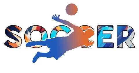 Isolated text SOCCER on Withe Background - Color Icon Gradient Silhouette F.. Stock Illustration