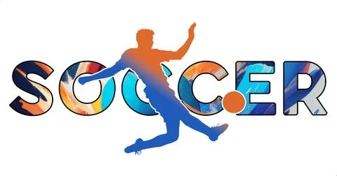 Isolated text SOCCER on Withe Background - Color Icon Gradient Silhouette F.. Stock Illustration