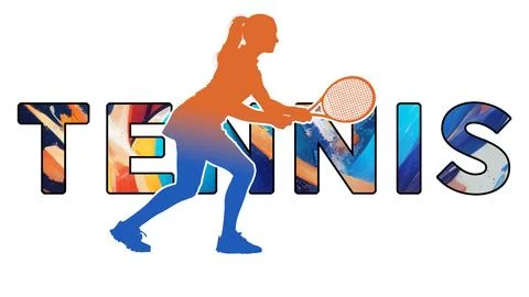 Isolated text TENNIS on Withe Background - Color Icon Gradient Silhouette F.. Stock Illustration