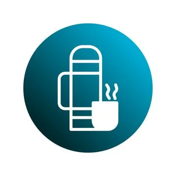 Isolated thermos with a cup on a blue gradient background represents hot be.. Stock Illustration