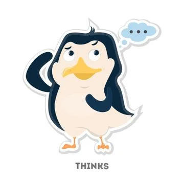 Isolated thinking penguin. Stock Illustration
