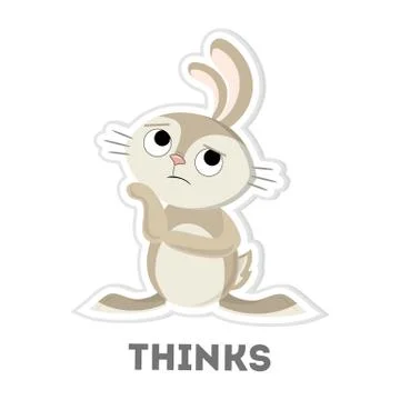 Isolated thinking rabbit. Stock Illustration