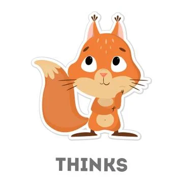 Isolated thinking squirrel. 스톡 일러스트