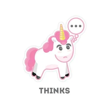Isolated thinking unicorn. Illustrazione stock