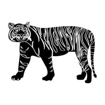 Isolated tiger silhouette Stock Illustration