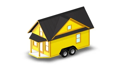 Isolated tiny house over white 3d animation Stock Footage 98761954