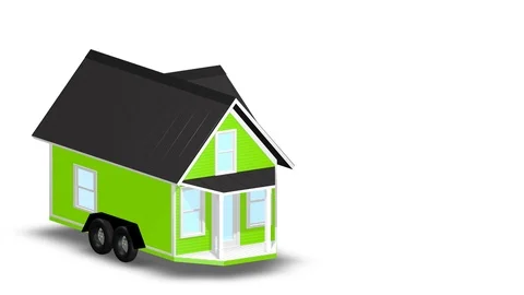 Isolated tiny house over white 3d animation camera move green and white Stock Footage 98765200