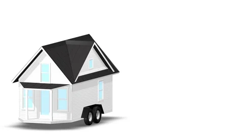Isolated tiny house over white 3d animation camera move white and white Stock Footage 98767578