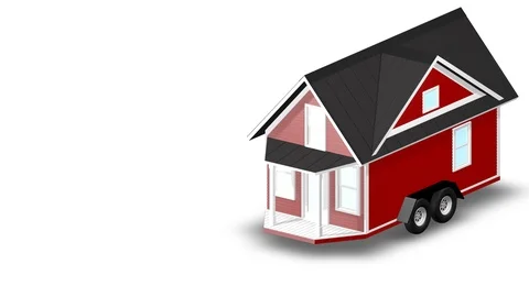 Isolated tiny house over white 3d animation camera move red and white Stock Footage 98767878