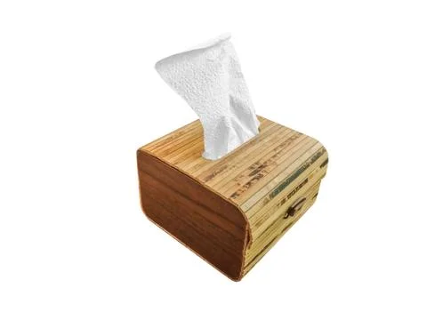 Isolated tissue box with paper, perspective view Foto stock