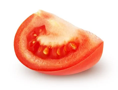 Isolated Tomato slice. Single Tomato slice isolated on white, with clipping path Stock Photos